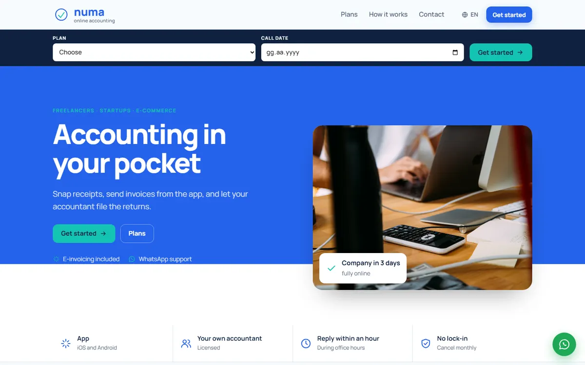 Numa · Online Accounting screenshot