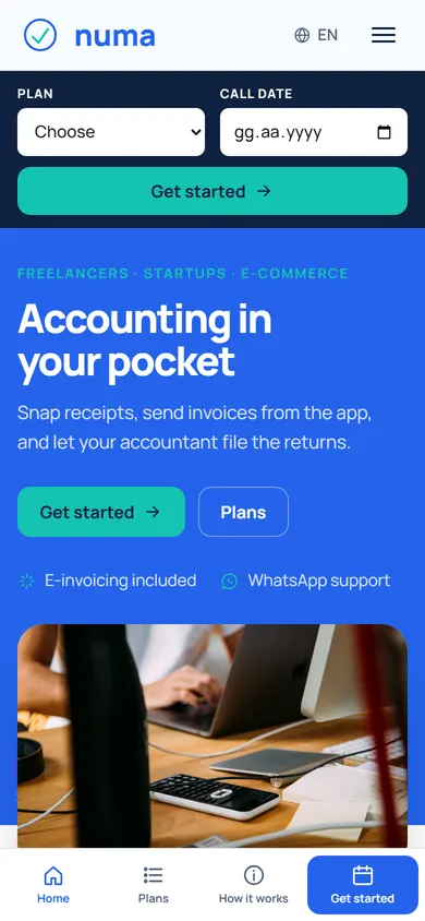 Numa · Online Accounting on a phone