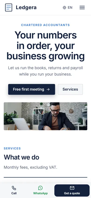 Ledgera · Accounting Firm on a phone