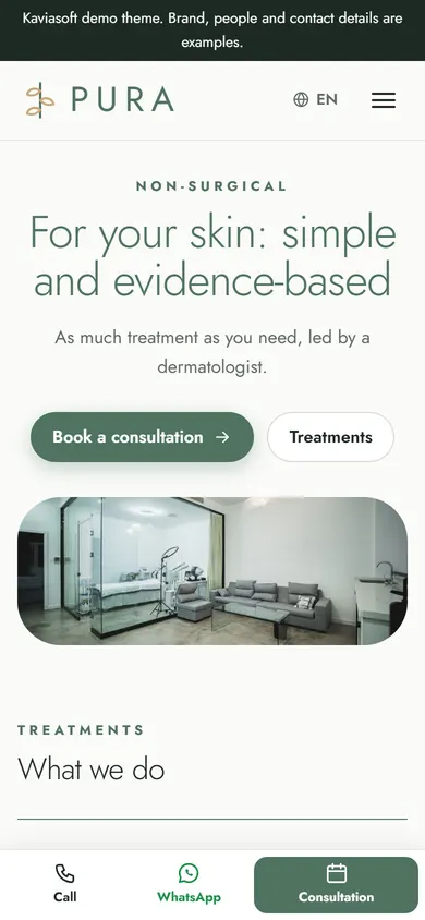 Pura · Medical Aesthetics on a phone