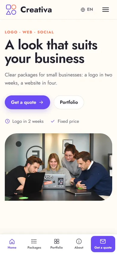 Creativa · Design Agency on a phone