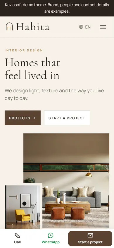 Habita · Interior Design on a phone