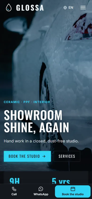 Glossa · Detailing Studio on a phone