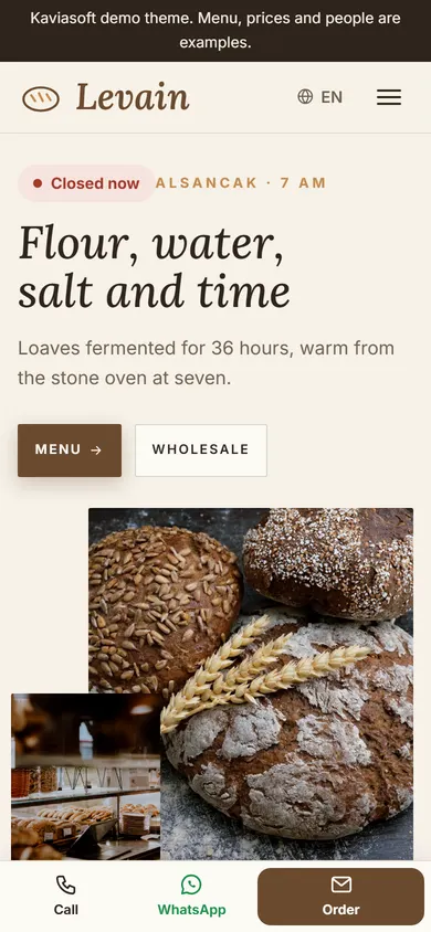 Levain · Sourdough Bakery on a phone