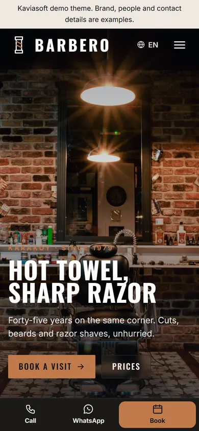 Barbero · Barber Shop on a phone