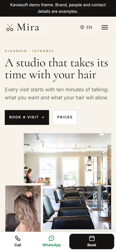 Mira · Hair Salon on a phone