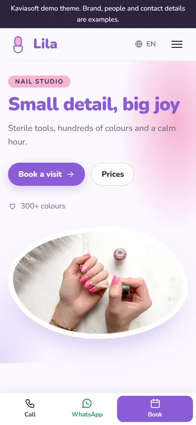 Lila · Nail Studio on a phone