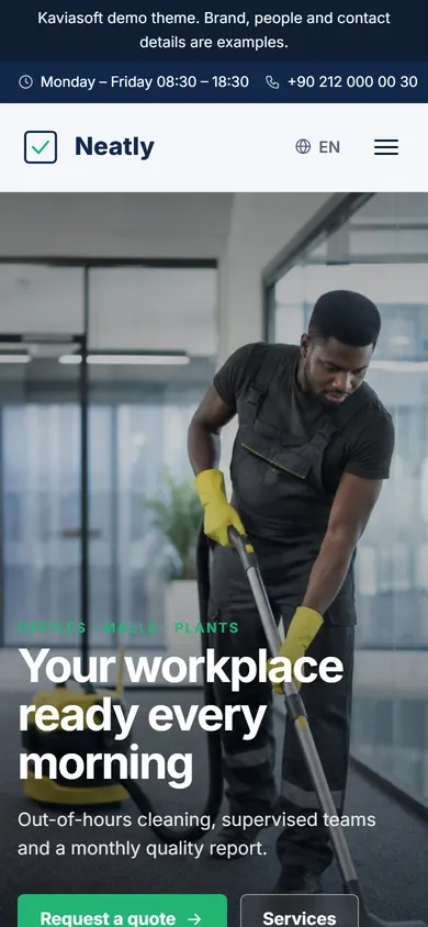 Neatly · Commercial Cleaning on a phone