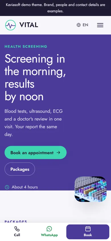 Vital · Health Screening on a phone