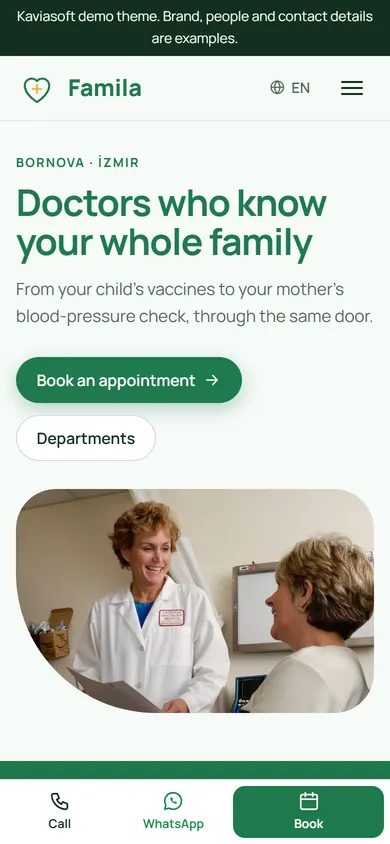 Famila · Family Clinic on a phone