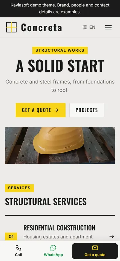 Concreta · Structural Works on a phone