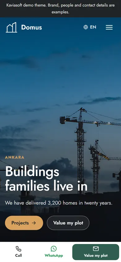 Domus · Residential Developer on a phone