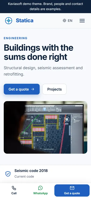 Statica · Engineering Consultancy on a phone