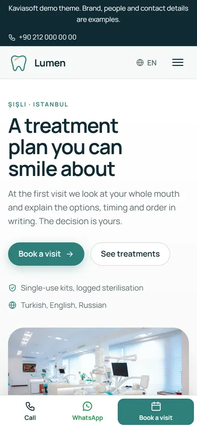 Lumen · Dental Clinic on a phone