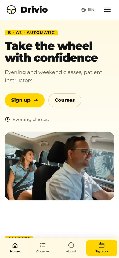 Drivio · Driving School on a phone