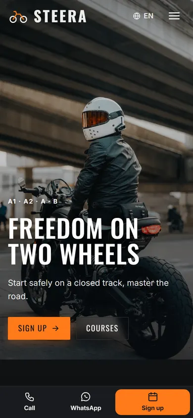 Steera · Motorcycle & Car School on a phone