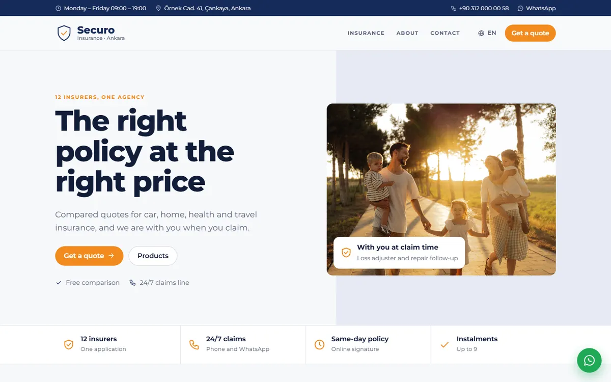 Securo · Insurance Agency screenshot