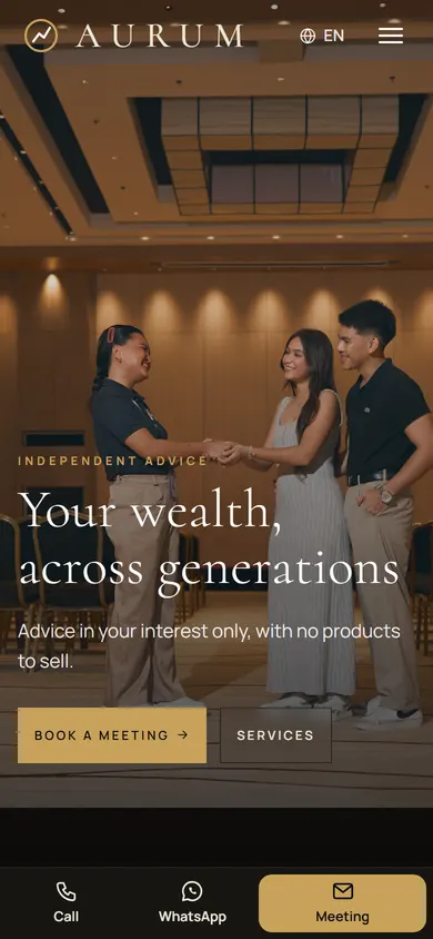 Aurum · Investment Advisory on a phone