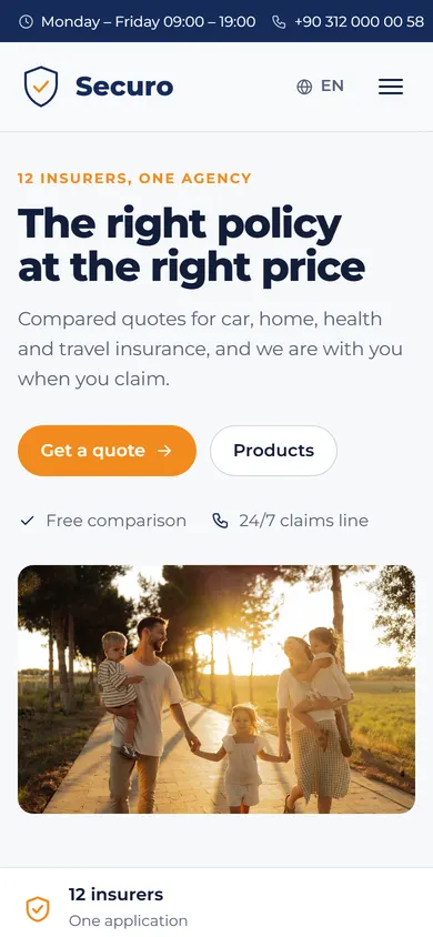 Securo · Insurance Agency on a phone