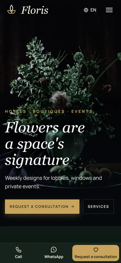 Floris · Luxury Floral Atelier on a phone
