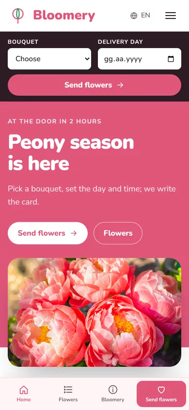 Bloomery · Flowers Online on a phone