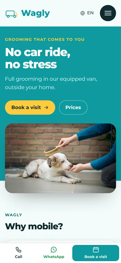Wagly · Mobile Grooming on a phone