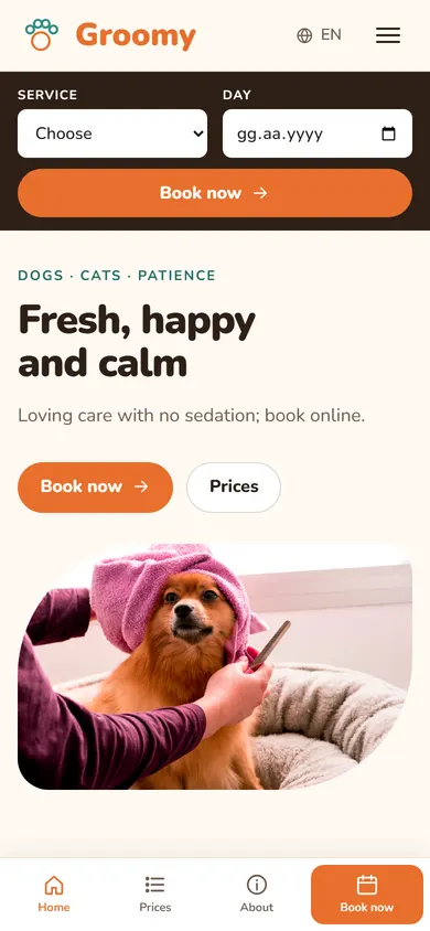 Groomy · Pet Grooming on a phone