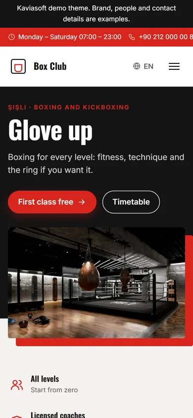 Box Club · Boxing Club on a phone