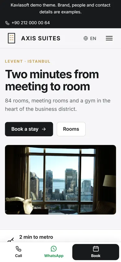 Axis Suites · City Hotel on a phone