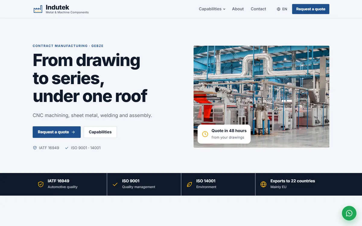Indutek · Industrial Manufacturing screenshot
