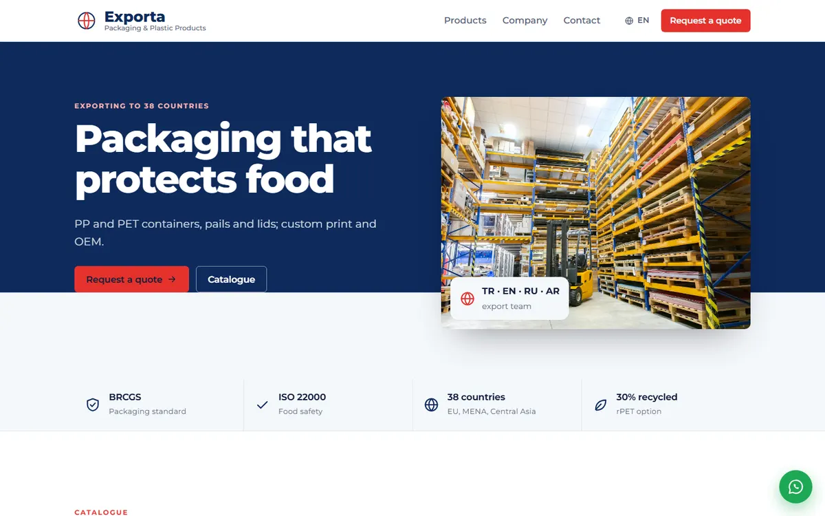 Exporta · Export Catalogue screenshot