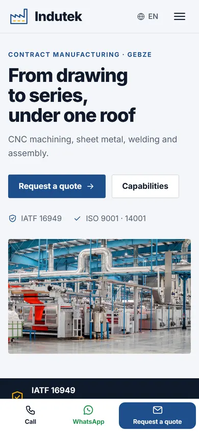 Indutek · Industrial Manufacturing on a phone