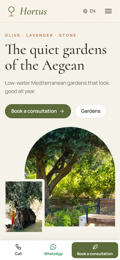 Hortus · Mediterranean Gardens on a phone