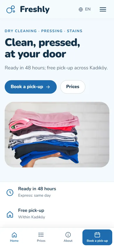 Freshly · Dry Cleaner on a phone