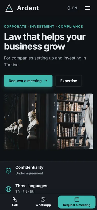 Ardent · Corporate Law on a phone