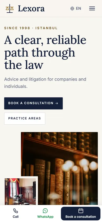 Lexora · Law Firm on a phone