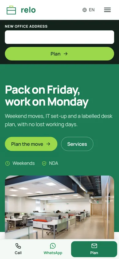 Relo · Office Moving on a phone