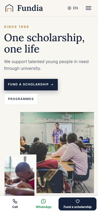 Fundia · Education Foundation on a phone