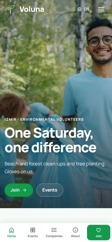 Voluna · Volunteer Network on a phone