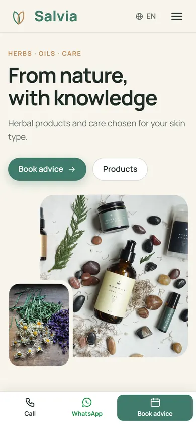 Salvia · Herbs & Skin Care on a phone