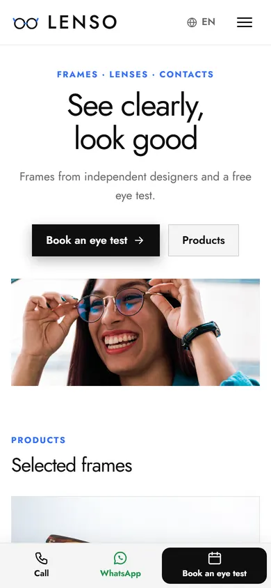 Lenso · Optician on a phone