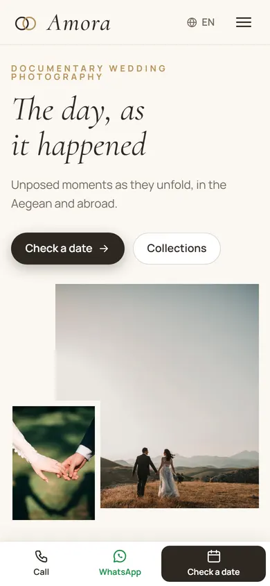 Amora · Wedding Photographer on a phone