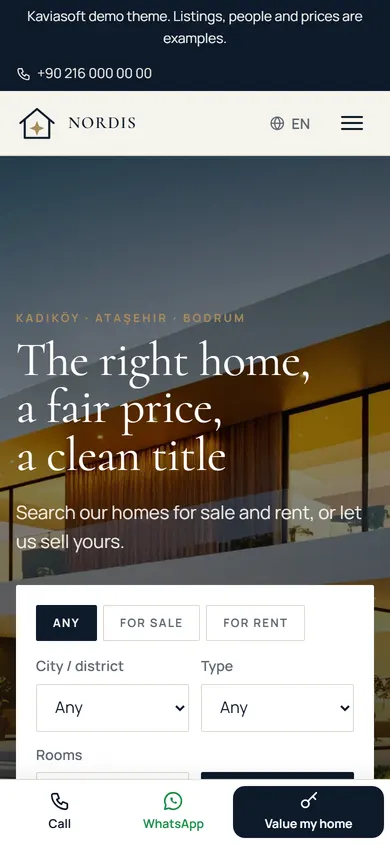 Nordis · Real Estate on a phone