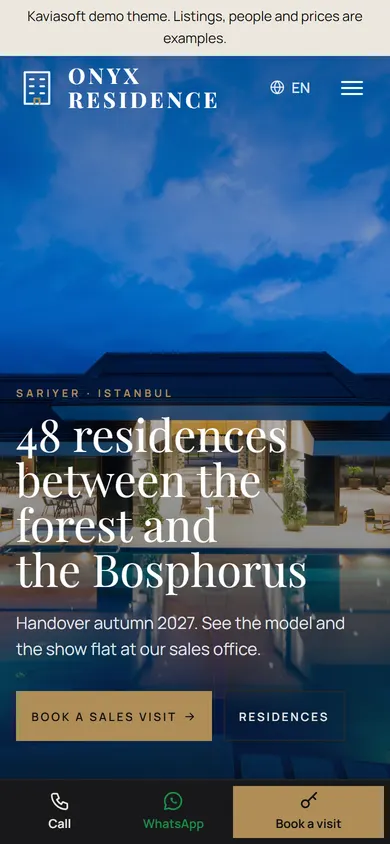Onyx Residence · Residential Development on a phone