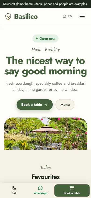 Basilico · Café & Breakfast on a phone