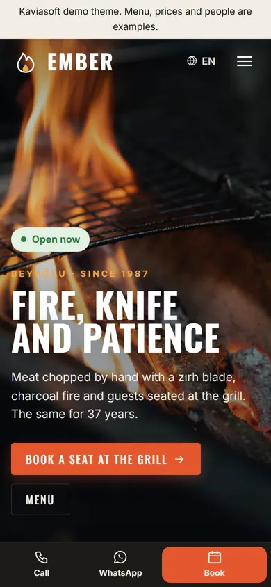 Ember · Grill & Kebab House on a phone