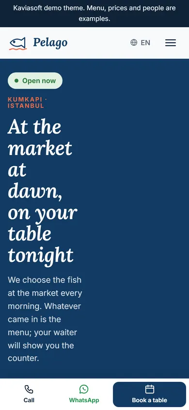 Pelago · Fish & Seafood on a phone