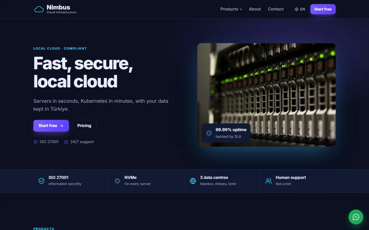Nimbus · Cloud & Hosting screenshot