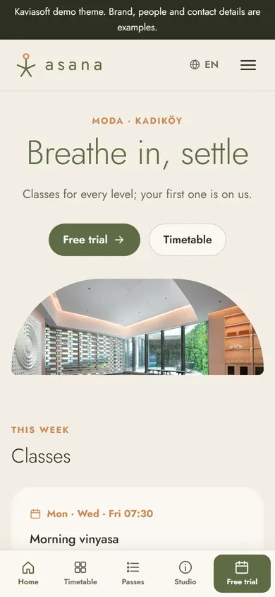 Asana · Yoga Studio on a phone