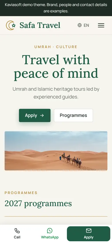 Safa Travel · Umrah & Culture on a phone